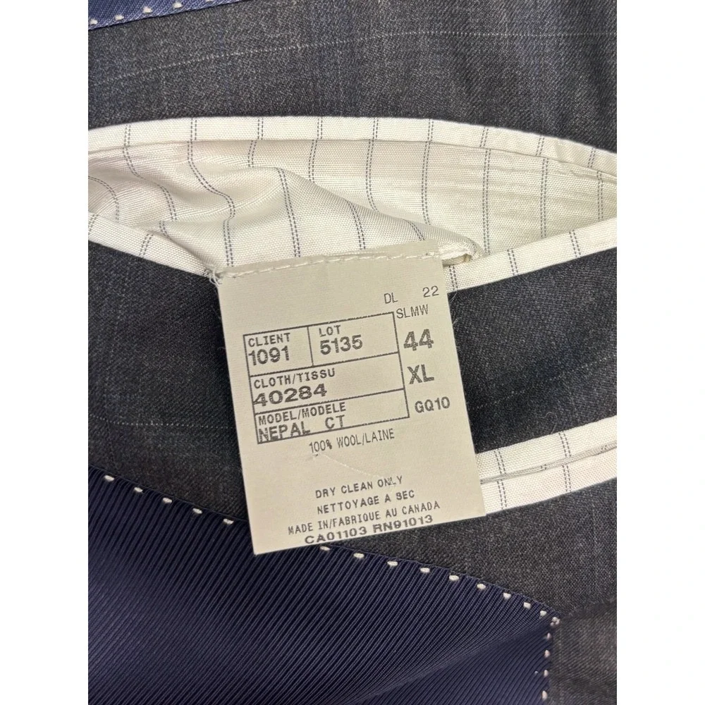 Jack Victor Elite 44XL 44L 36x36 Charcoal Windowpane 2pc Pant Suit Wool Nepal